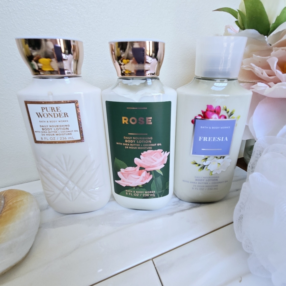 Body Lotion Set - Freesia, Rose, Pure Wonder Bath & Body Works Nwt